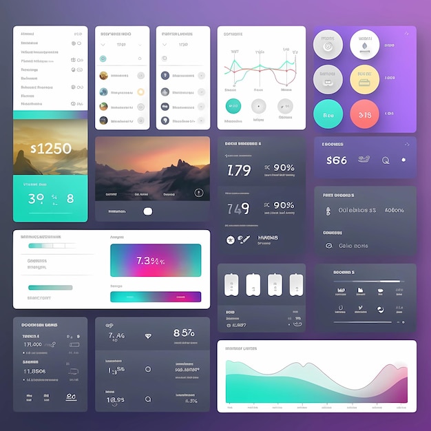 Photo ui elements kit for essential system settings components ai generated
