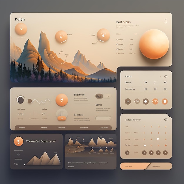 Фото ui kit 3d рендеринг прохладный