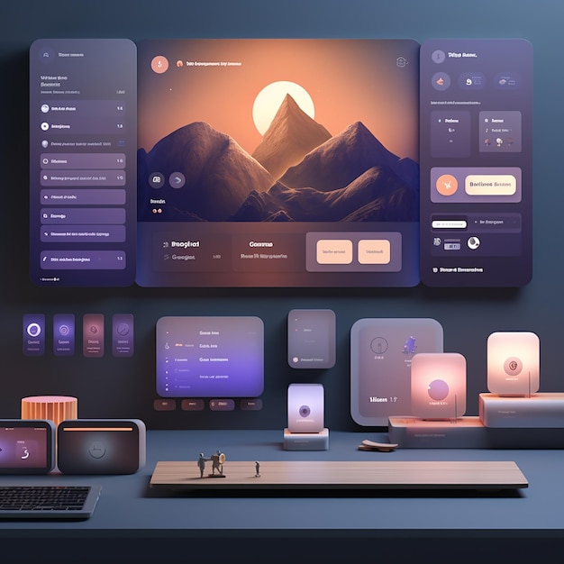 Premium AI Image | UI kit 3d rendering cool