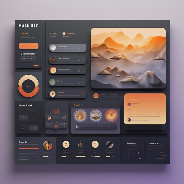 Фото ui kit 3d рендеринг прохладный