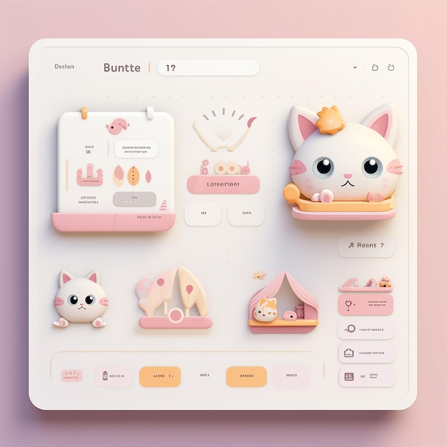 UI kit 3d rendering cool