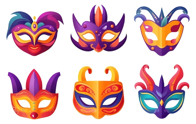 Ui set vector illustration of a set knight face mask masquerade isolated on white background