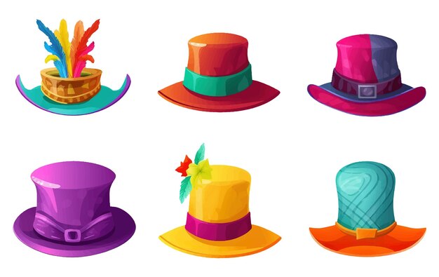 Ui set vector illustration of a set of a knight or jester hat isolated on white background