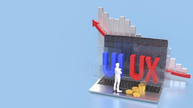 The UI and UX on notebook for website or application concept 3d rendering