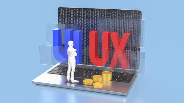The UI and UX on notebook for website or application concept 3d rendering
