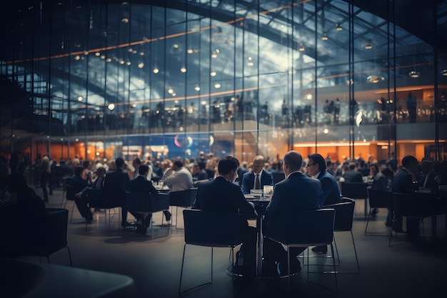 Uit focus beeld van een grote zakelijke conferentiezaal