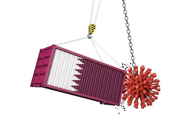 Uitbraak van coronavirus crasht in vrachtcontainer in qatar d render