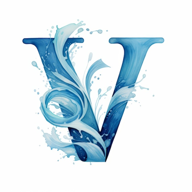 Foto uitdrukkende blauwe vectorletter w met stromend water