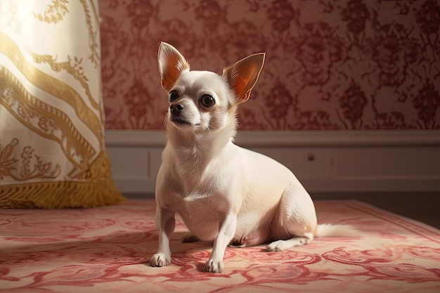 Uiterst klein hondportret Leuke pluizige puppy met grote ogen Gegenereerde AI