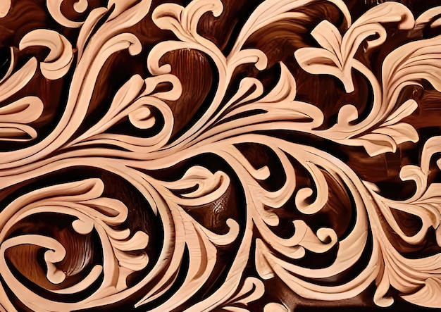 Uitgebreide gravures in houten kunst met bloemmotievenxA
