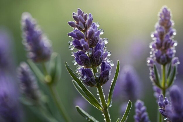 Uitgedroogde lavendelbloemen in het ochtendlicht