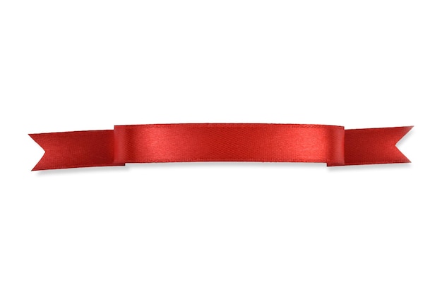 Uitknippad Lint Banner Rode Labels Tag Rood lint geïsoleerd op witte achtergrond Rood lint decoratie Verjaardagslint Glanzend rood lint