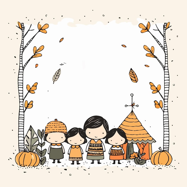 Uitnodigingskaarten en wenskaarten hebben schattige herfst en grillige stijlen illustratie