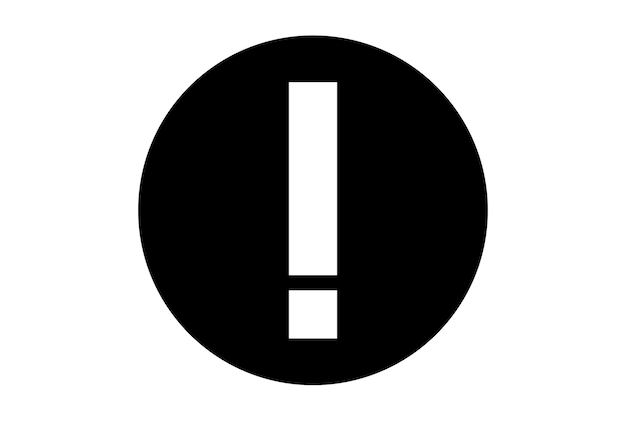Foto uitroepteken plat pictogram zwart minimalistisch waarschuwingssymbool kunst app web teken