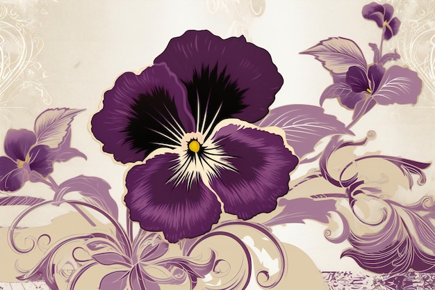 Uitstekende bloemenachtergrond met viooltjeelement voor ontwerp