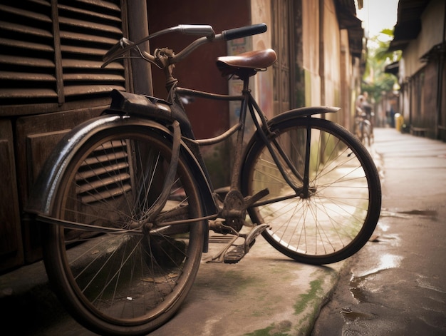 Uitstekende fiets in de oude stad