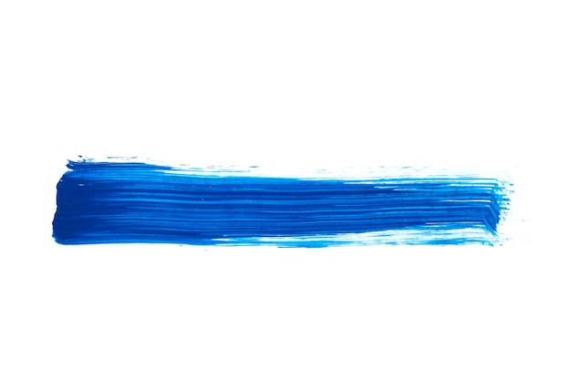 Uitstrijkje van blauwe verf witte achtergrond