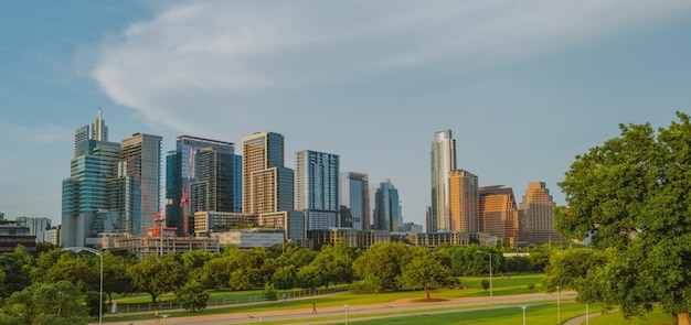 Uitzicht op Austin Park Texas in de skyline van het centrum van de V.S