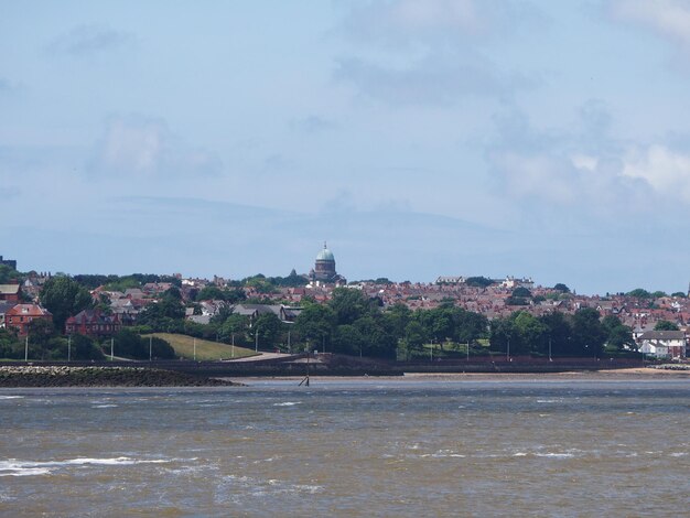 Uitzicht op Birkenhead in Liverpool