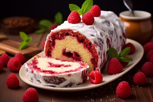 Uitzicht op bord met heerlijk en zoet cupcake dessert