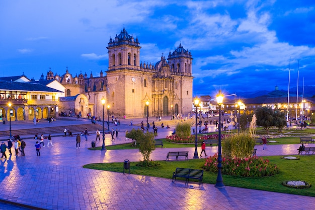 Uitzicht op Cuzco kathedraal kerk