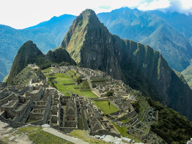 Uitzicht op de berg Huayna Picchu in Cusco Peru