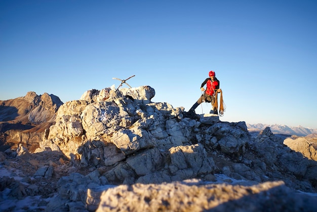 Uitzicht op de bergbeklimming van de mens