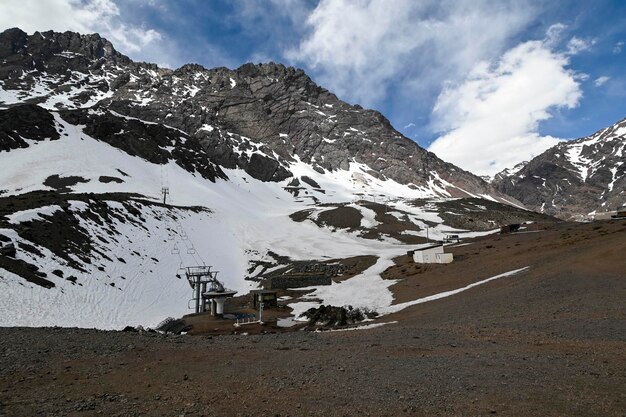 Uitzicht op de bergen in de Andes bij Portillo in de zomer