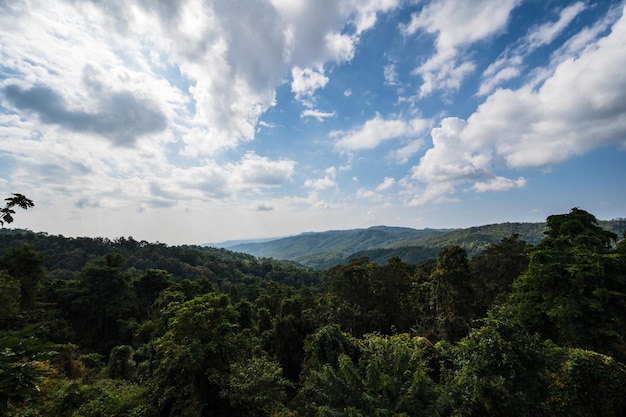 Uitzicht op de bergketen op het nationale park van khuntan lamphun stad thailandde khun than-bergketen van het nationale park doikhun than vormt een natuurlijke grens tussen de noordelijke lamphun en lampang