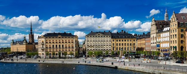 Uitzicht op de beroemde Scandinavische en Noord-Europese stad Stockholm - de hoofdstad van Zweden, panoramisch uitzicht