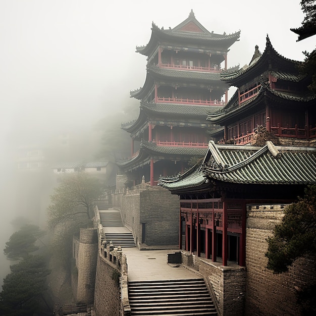 Uitzicht op de Chinese tempel