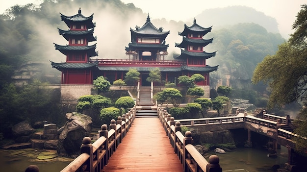 Uitzicht op de Chinese tempel