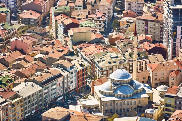 Uitzicht op de daken van Istanbul Retro-stijl Fotograferen door glas