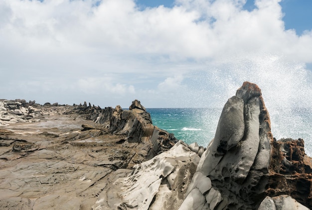 Uitzicht op de drakentanden op Makaluapuna Point in Maui Hawaii