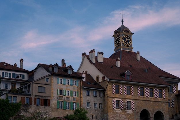 Uitzicht op de gemeente Murten in het kanton Freiburg Zwitserland