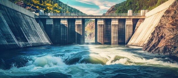 Foto uitzicht op de hydro-elektrische dam