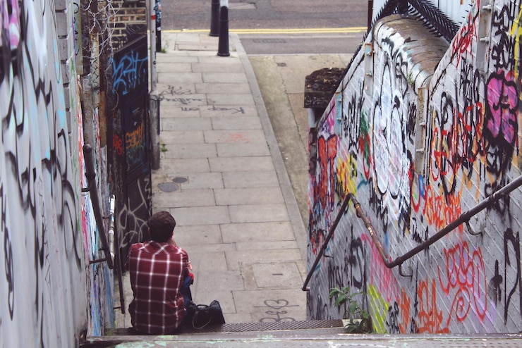 Foto uitzicht op de man in de stad londen