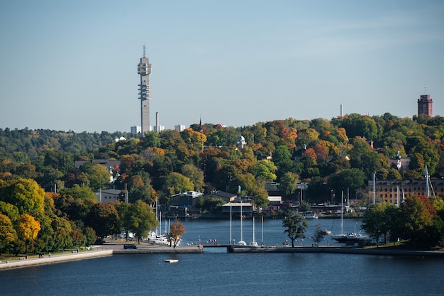 Uitzicht op de oude binnenstad van Stockholm vanaf het observatiedek.