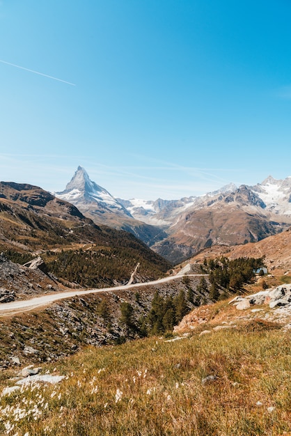 uitzicht op de piek van de Matterhorn in Zermatt, Zwitserland.