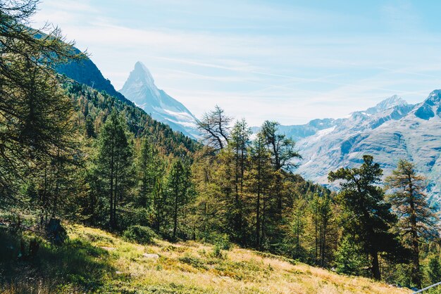 uitzicht op de piek van de Matterhorn in Zermatt, Zwitserland.