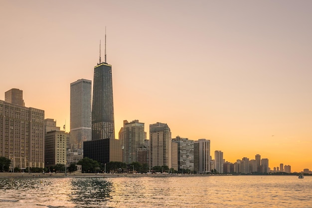 Uitzicht op de skyline van het centrum van Chicago