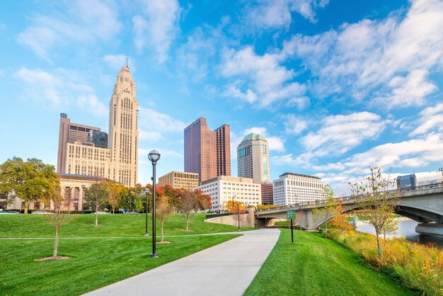 Uitzicht op de skyline van het centrum van Columbus, Ohio in de VS