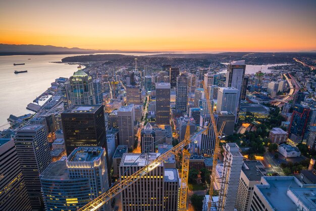 Uitzicht op de skyline van het centrum van Seattle