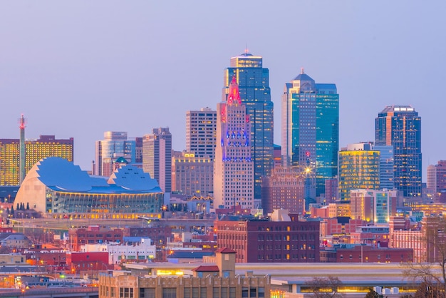 Uitzicht op de skyline van Kansas City in Missouri Verenigde Staten