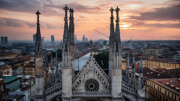 Uitzicht op de skyline van Milaan vanaf de duomo lombardia Italië