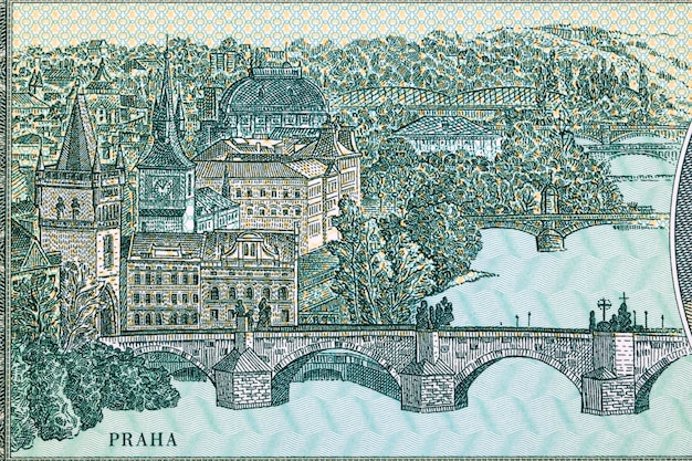 Uitzicht op de stad Praag vanaf geld