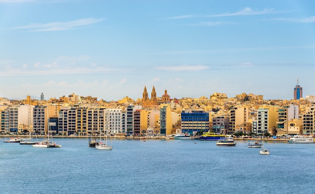 Uitzicht op de stad Sliema in Malta