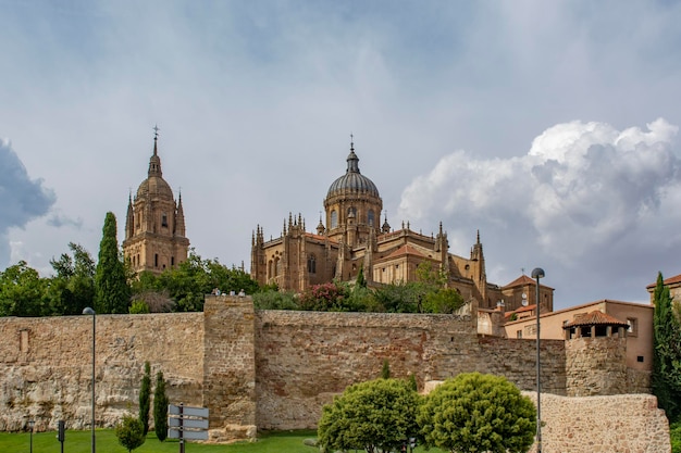 Uitzicht op de torens van de kathedraal en de muur van Salamanca