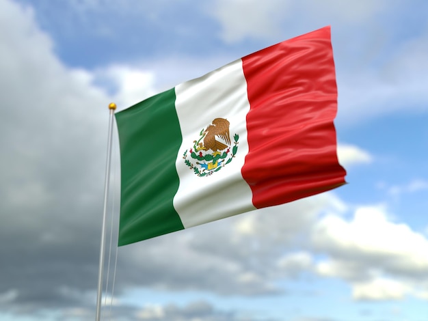 Uitzicht op de vlag van Mexico in de wind