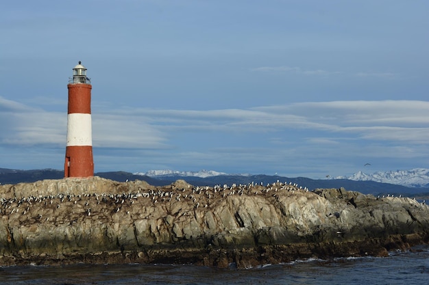 Uitzicht op de vuurtoren Les Eclaireurs in Ushuaia, Tierra del Fuego in Argentinië